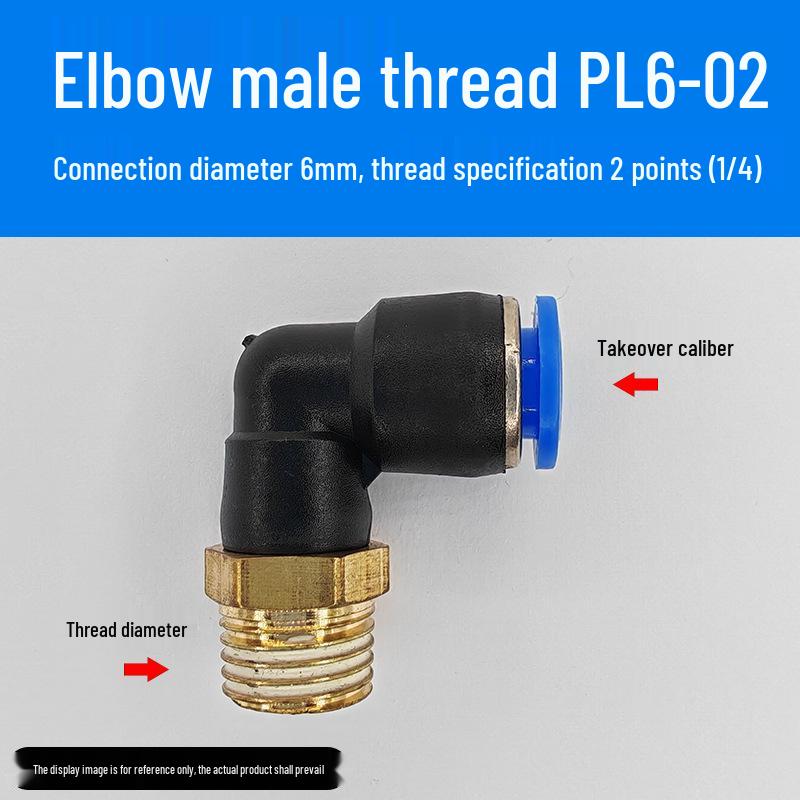 Trachea Connector PC8-02 Male Thread Quick Elbow Insert Pneumatic Throttle Valve