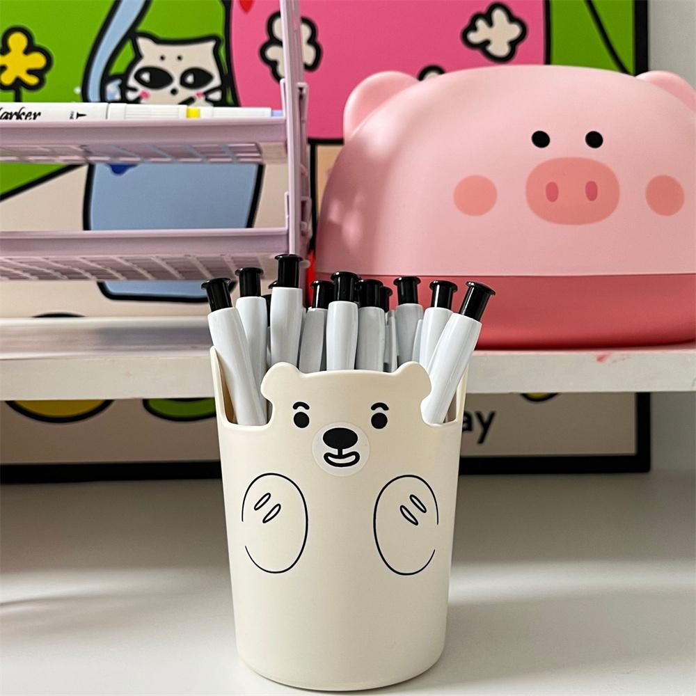 Cute Bear Pencil Holder Plastic Makeup Brush Holder Desktop Organizer Storage Box Pen Pot Phone Holder Kawaii Stationery Contain