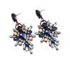 European and American Retro Light Luxury Color Geometric Crystal Earrings Exquisite Shiny Earrings Jewelry Wholesale