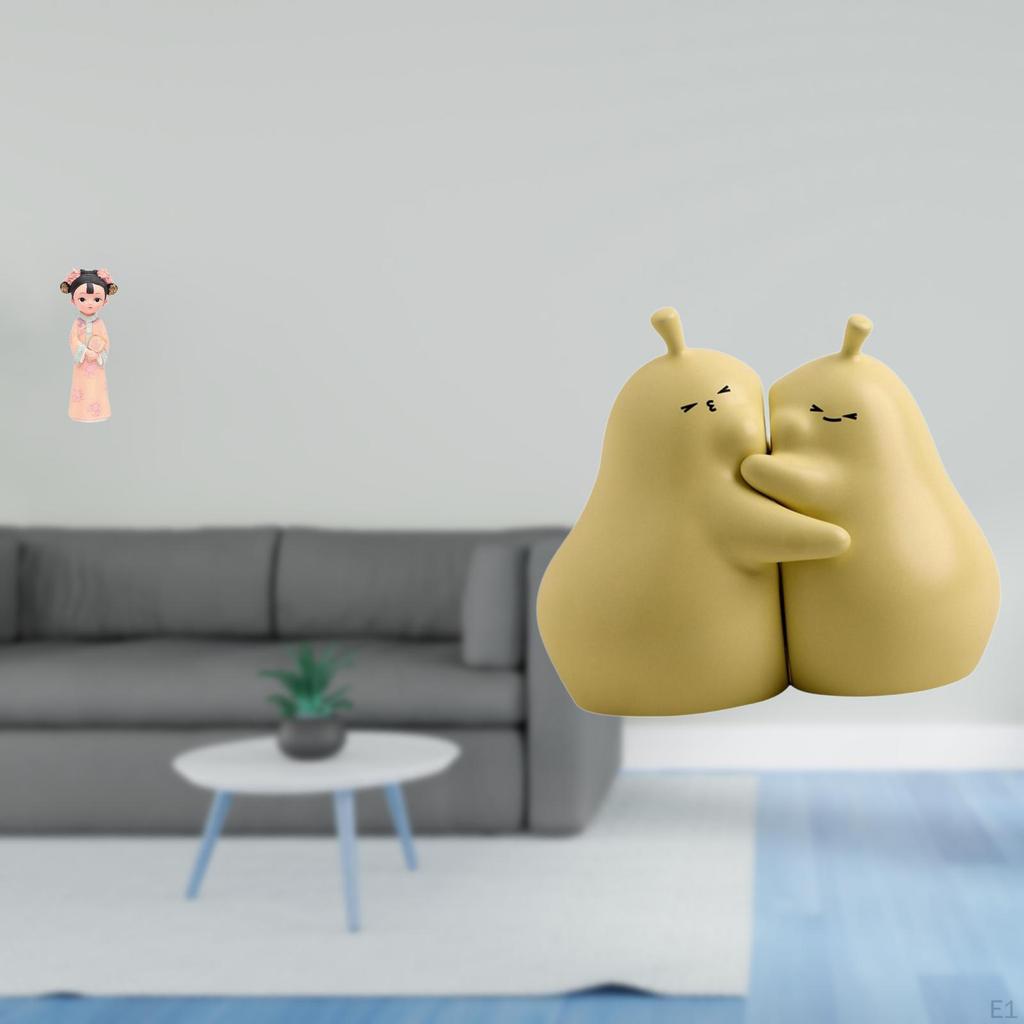 Girl Resin Statue Sculpture Hugging Pear Book Stand Ceramic Bookend Traditional Chinese Ancient