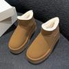 Thick Soled Warm Snow Boots for Women Winter Fur One-piece Height Increasing Short Tube with Plush and Thick Cotton Shoes