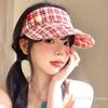 [ZYAS]Girl's Sun Red Hats Red Checkered Sun Protection Hat Summer UV Protection Sun Hat Sweet Style Hats Kawaii Visor Cap
