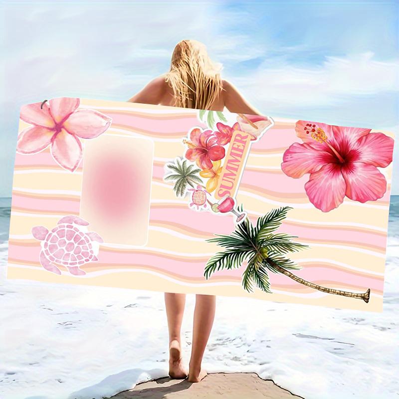 Tropical Print Beach Towel Floral Pattern Oversized Microfiber Quick Dry Sand Free Summer Vacation Pool Travel Boho Gift For Her