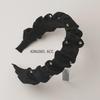 Korean Black Diamond Pleated Satin Headband: Non-Slip Wide-Brim Hair Accessory