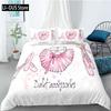 Ballett Bettbezug Set King Mikrofaser Ballett Accessoire Schuhe Kleid Bettwäsche Set für Mädchen Rosenblätter Sommerstil Steppdecke