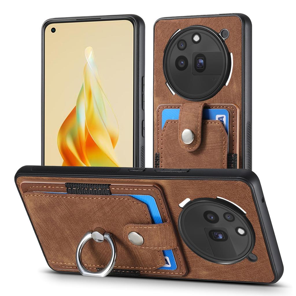 For Nothing Phone (3a) Pro Phone Case Leather Back Cover with Card Slots Kickstand