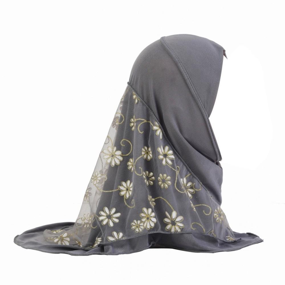 Elastic Solid Kids Turban Cap Flower Net Instant Headscarf Can Fit Islamic Scarf Shawl Islamic