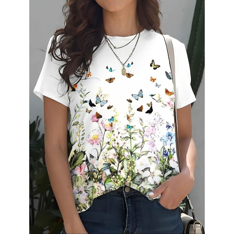 Summer Round Neck 3D Various Animal Print Top Fashionable Casual Short Sleeved Women's T-shirts