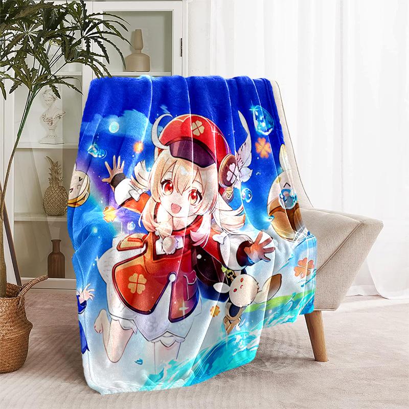 1pc Blanket - Genshin Impact characters Print Design, Lightweight Blanket for Sofa, Bed- Soft &Warm, Gift for All Seasons