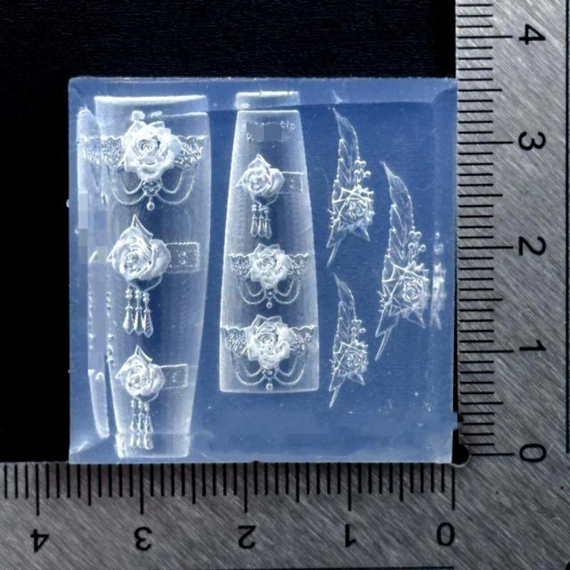 3D Silicone Nail Mold Rose Bow Feather Skull Ribs Nail Template Diy Nail Art Decor For Nail Charms