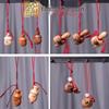 Peach Wood Carved Sword Axe Pendant Keychain