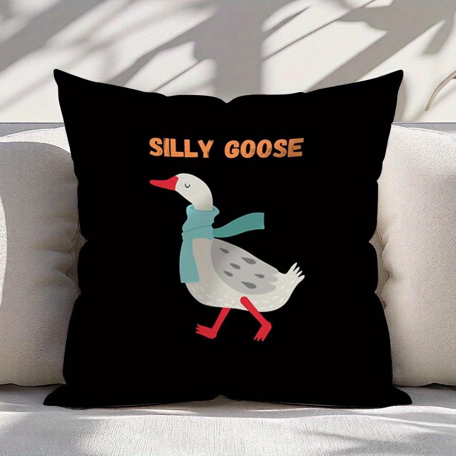 

Silly Goose with Scarf Pillowcase Funny Cartoon Animal Cushion Cover Cute Bird Quote Decor for Living Room Bedroom Sofa 40cmx40cm