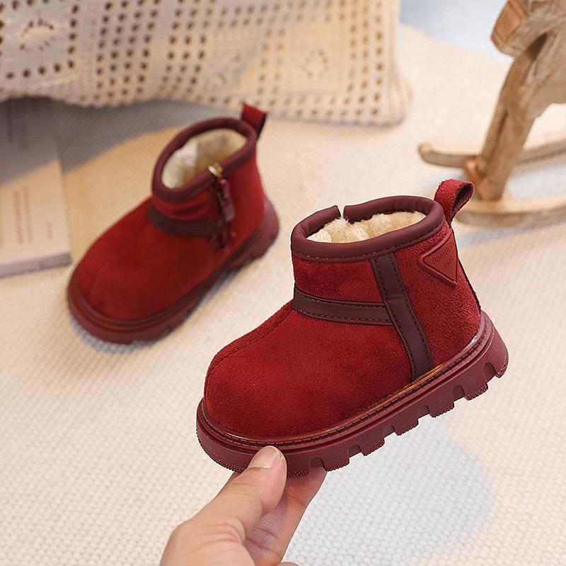Winter Baby Warm Snow Boots Children's Waterproof Cotton Boots Fleece-lined and Thickened Cotton Shoes Soft-soled Short Boots