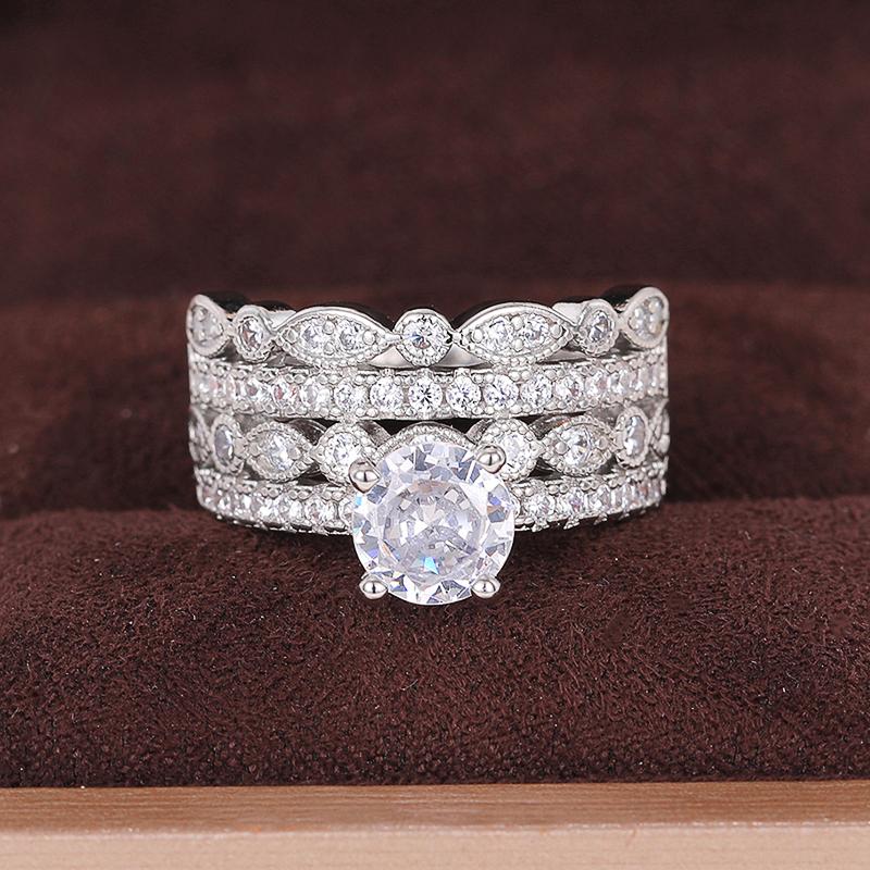 CAOSHI Bright Zirconia Wedding Bands Female Fashion Gorgeous Finger Ring Luxury Lady Silver Color Accessories for Engagement