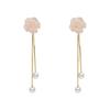 Elegant Camellia Pearl Tassel Ear Clip (No Piercing)