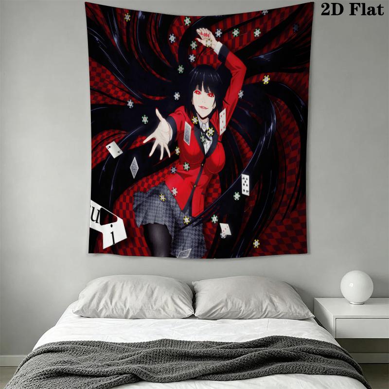 Kakegurui Wall Tapestry Aesthetic Wall Hanging Printed Fabric Blanket Decorative Tapestries for Bedroom Living Room Home Decor