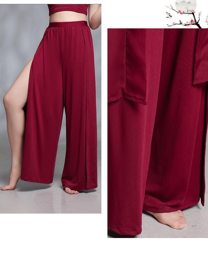 Chinese Red Flowing Gauze Camisole: Jazz Classical Dance Performance Costume