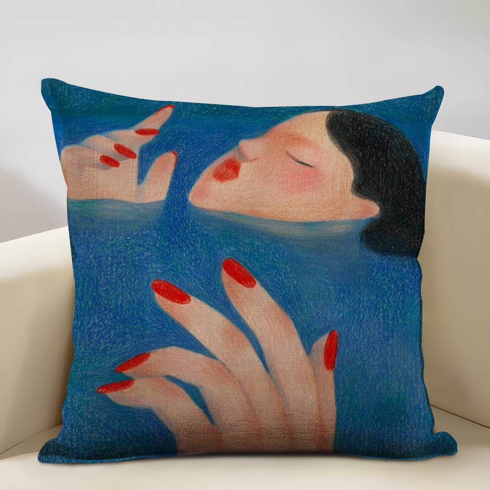Tear Nevus Cushion Cover Household Decoration Linen Sofa Cushion Cover: Skin-Friendly & Breathable with Invisible Zipper