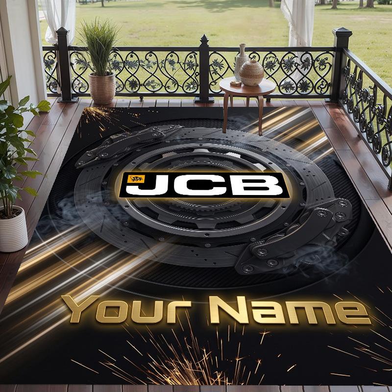 Custom Text Printed Rug JCB Non Slip Floor Carpet For Home Room Decor