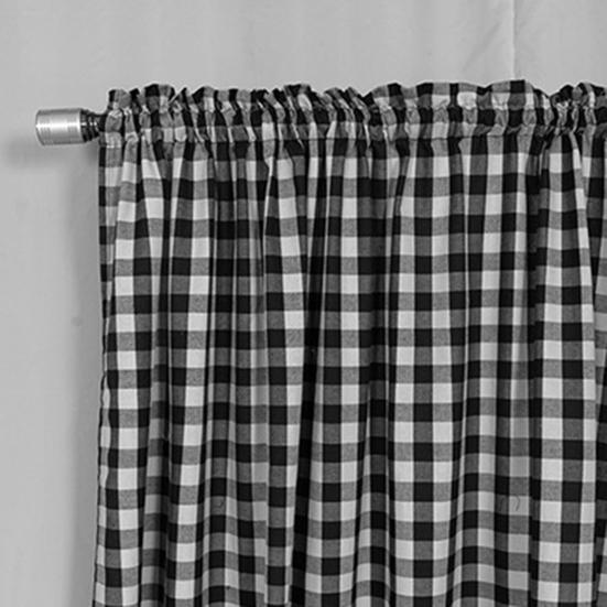 Useful Pocket Curtain Non-fading Plaid Thick Decorative Rod Pocket Valance for Living Room