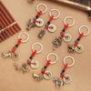 Retro Zodiac Dragon Key Chain Bronze Animal Dragon Statue Room Wall Hanging Decoration Keychain Vintage Aesthetic Wind Chimes