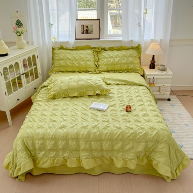 New Fashion Solid Color Lovely 7D Bean Korean Version Seersucker Single Summer Cool Quilt Breathable Home Quilt