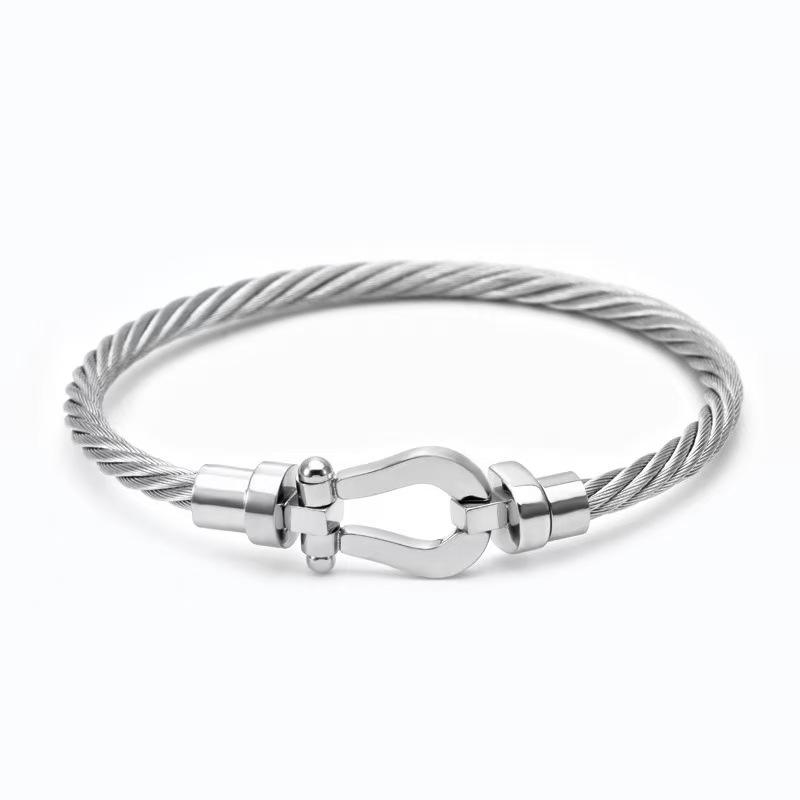 Magnet Buckle Stainless Steel Wire Bracelet, Titanium Steel Men s and Women s Styles 17cm 4mm