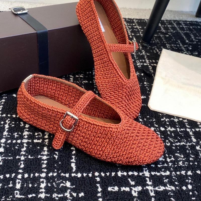 New woven hemp rope one-word buckle ballet shoes women's flat comfortable Mary Jane women's single shoes