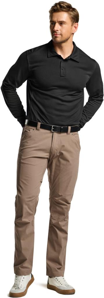 CQR Long Sleeve Polo and Perfect for and Everyday Plus Sizes Men's Shirt, Moisture-Wicking, Quick-Drying, Breathable, Golf, Work, Tactical, Sports,
