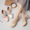 Lolita Girls Sandals Sweet String Bead Women High Heel Shoes Princess Cosplay Party Shoes Fashion Summer Ladies Pumps Size 30-43