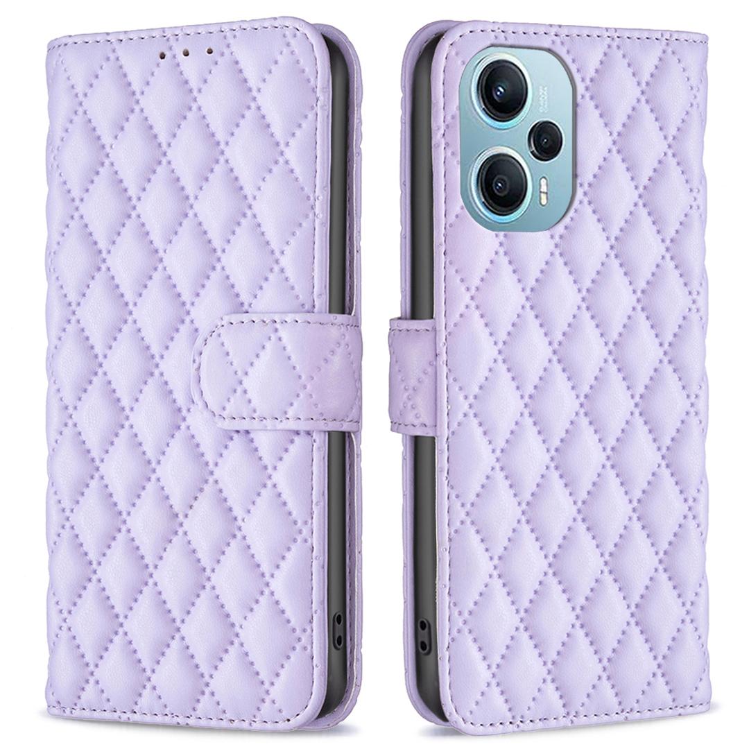

BINFEN COLOR BF Style-14 for Xiaomi Poco F5 5G/Redmi Note 12 Turbo Phone Case Wallet Imprinted Leather Stand Cover Purple
