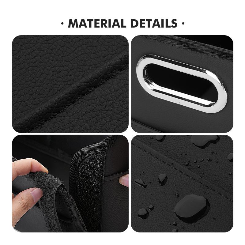 Car Leather Boot Organiser Storage Box Large Capacity Foldable Storage Bag For Mitsubishi Outlander Lancer L200 ASX Pajero