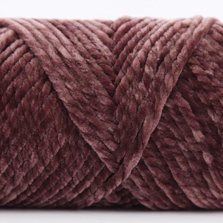 3 Strands Glossy Velvet Hand-Woven Thread Woven Scarf Doll Blanket Chenille Thread Segment Dye 100G Ball