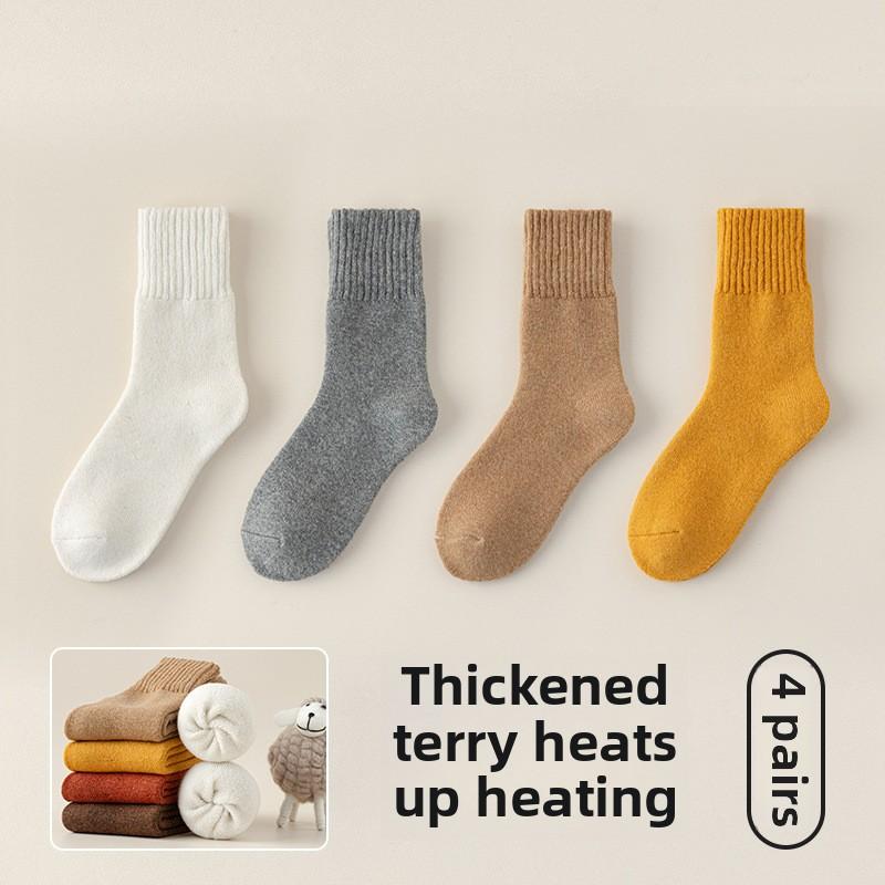 

4 пары женских бархатных и толстых морозостойких шерстяных носков с функцией сохранения тепла 4 Pairs