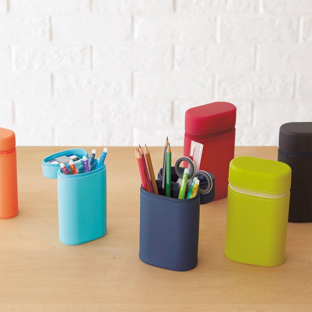 LIHIT LAB Ovaler Ständer Stiftetasche L Schwarz A7695-24     Tragbarer Schreibwaren-Organizer