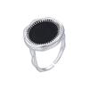 PANJBJ 925 Silver Geometric Black Dropwise Glaze Rings For Women Men Simple Korean Open Adjustable Handmade Jewelry Dropshipping