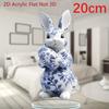 2D Flaches Acryl Blau Weiß Porzellan Hase Hängendes Ornament, Wohnzimmer Fenster Dekoration, Oster Thanksgiving Geschenk Für Freunde