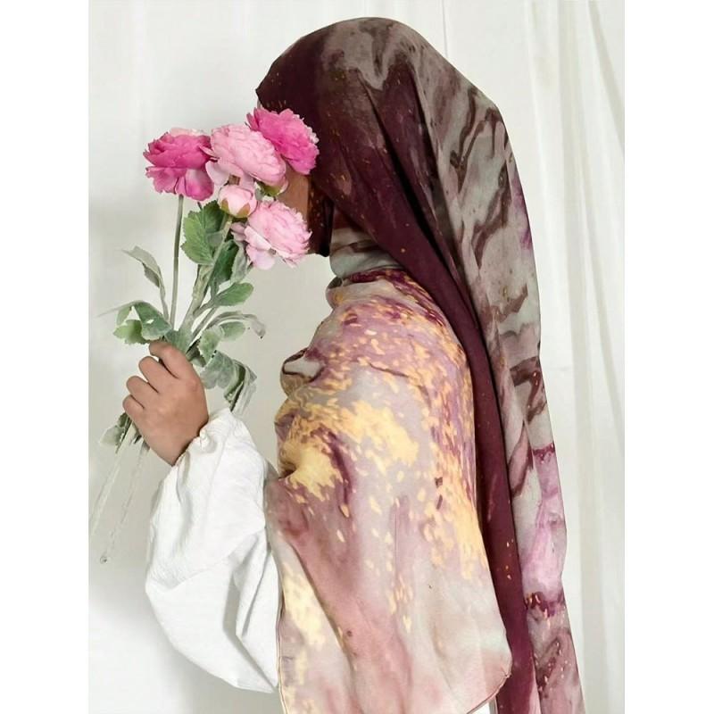 Womens Bohemian Style Watercolor Marble Print Modal Scarf Lightweight Wrap Shawl Beach Travel