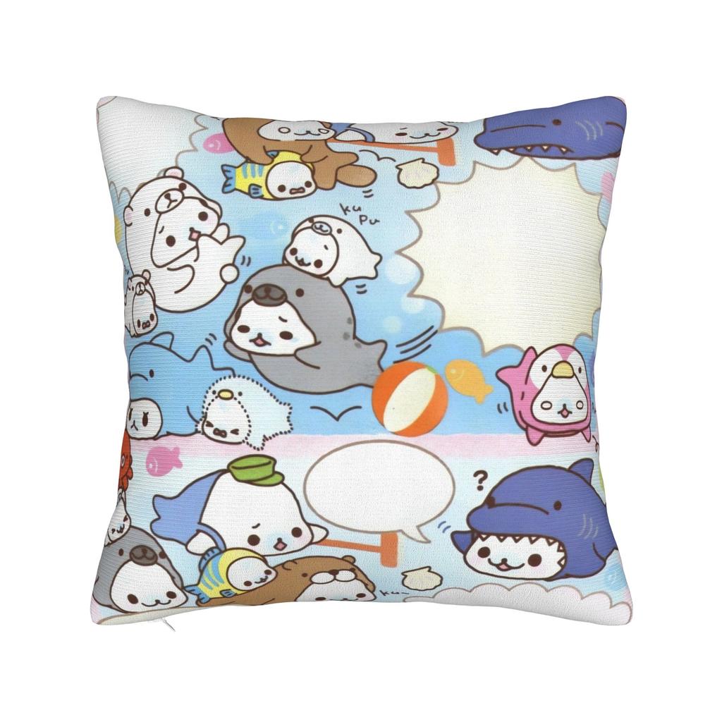 White Seal Strawberry Pillow Case Mamegomas Kawaii Pillow Cover Soft Pillowcases For Sofa Bedroom Home Decor