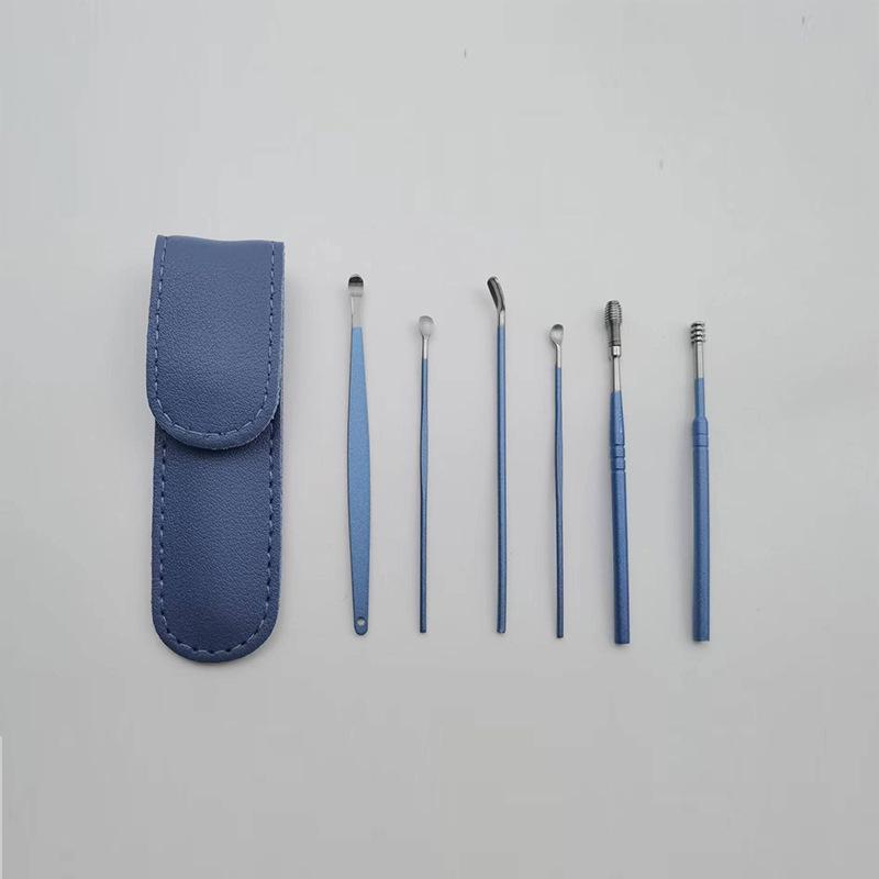 6-Piece Stainless Steel Ear Cleaning Set: Portable Spiral and Spoon Tools