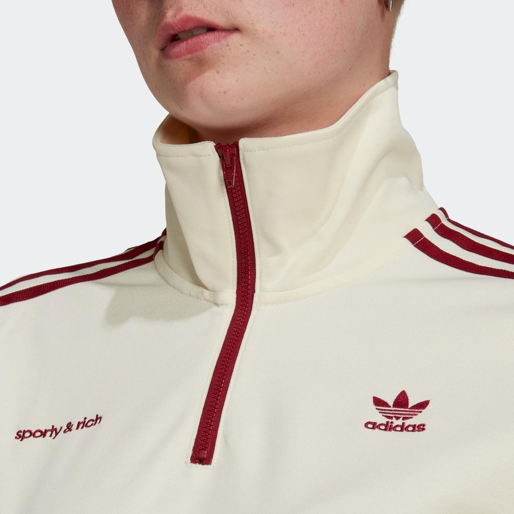 Adidas Originals Trefoil X Sporty&Rich Vintage Stripe Collar Jacket Women Jacket Off-White IB2157