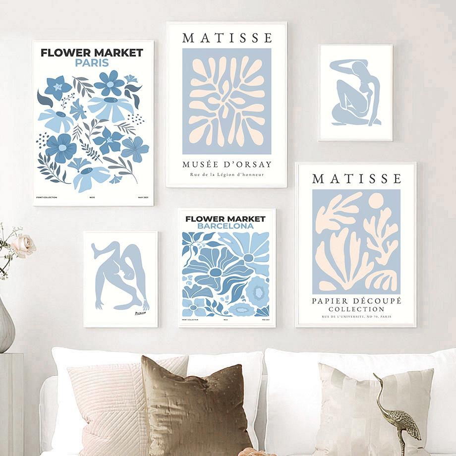 Abstract Matisse Flower Market Girl Coral Leaf Wall Art Canvas Painting Nordic Posters And Prints Pictures For Living Room Decor