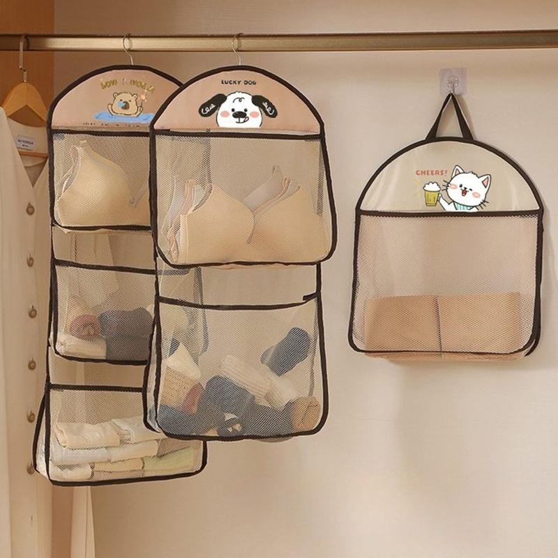 Netzbeutel zur Aufbewahrung mit großer Kapazität, Aufbewahrungstasche, wiederverwendbare Netztasche zur Aufbewahrung von Gemüse, Unterwäsche und Socken, Aufbewahrungsnetzbeutel zum Aufhängen in der Küche
