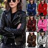Women's Short PU Leather Jacket Motorcycle Clothing Slim Leather Jacket