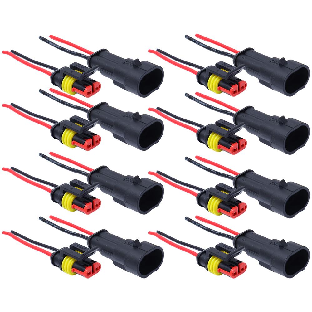 2P Car Waterproof Connector 2-pin Auto Motorcycle Scooter Marine Waterproof Male Female Electrical Connector Plugs with Wire