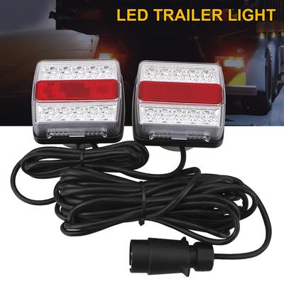 Feu arrière de remorquage combiné 16 LED Feu arrière de remorque avec aimant 12 V 2 pièces/ensemble Feu arrière de camion de voiture Éclairage jaune et rouge blanc