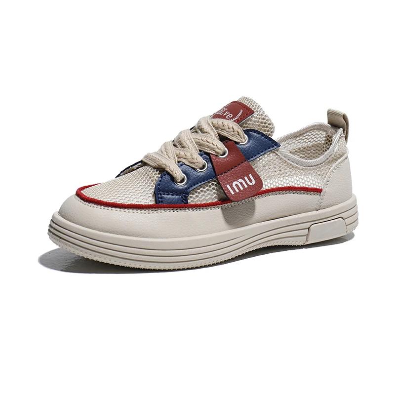 

Fashion 2025 Shoes Female Mixed Colors Mesh Women s Vulcanize Shoes Outdoor Breathable Women Sneakers Lace Up Low Heel Casual Shoes 40