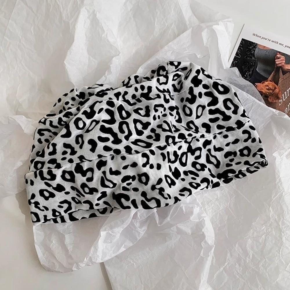 American Style Y2k Baggy Cap Stacking Leopard Beanies Cap Trendy Pullover Hats  Women