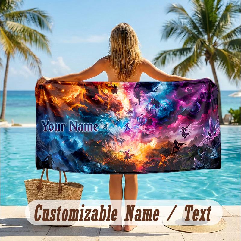 Custom Text Beach Towel, Soft Absorbent Swimming Multi-use TowelLeague of Legends