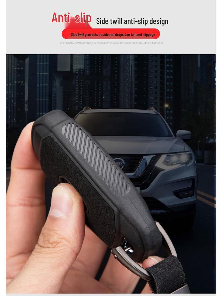 4-Button Smart Key Case: Modern Protective Cover with Key Chain